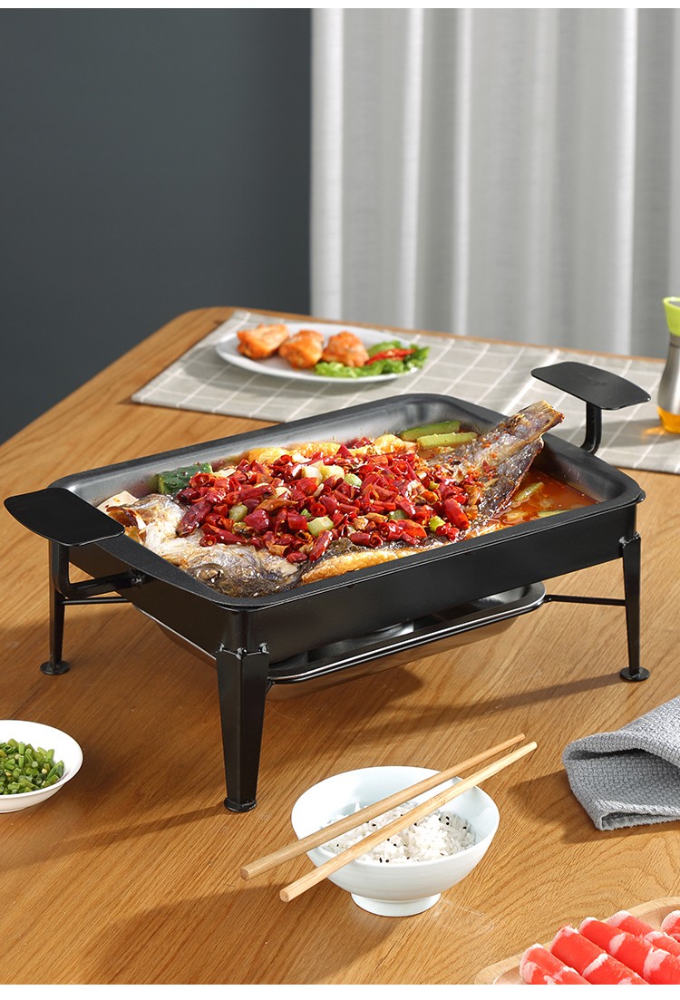 烤鱼盘铸铁不粘锅商用铁板木碳专用炉烤鱼炉家用酒精烤鱼锅一体锅黑钢