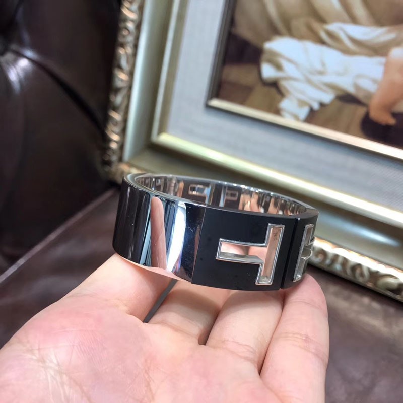 二手9成新tiffany蒂芙尼925银黑陶瓷宽版中性款女士女款男士男款手镯