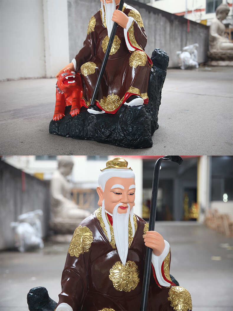 元承皇 供奉寺庙山神爷神像 大型山王菩萨 骑虎山神土地树脂玻璃钢
