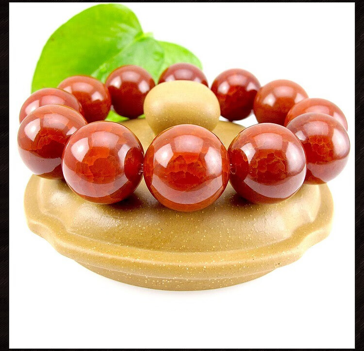 相石缘帝王红龙纹玛瑙手串男女透光红玛瑙手链吉祥红绳单圈串珠 单珠