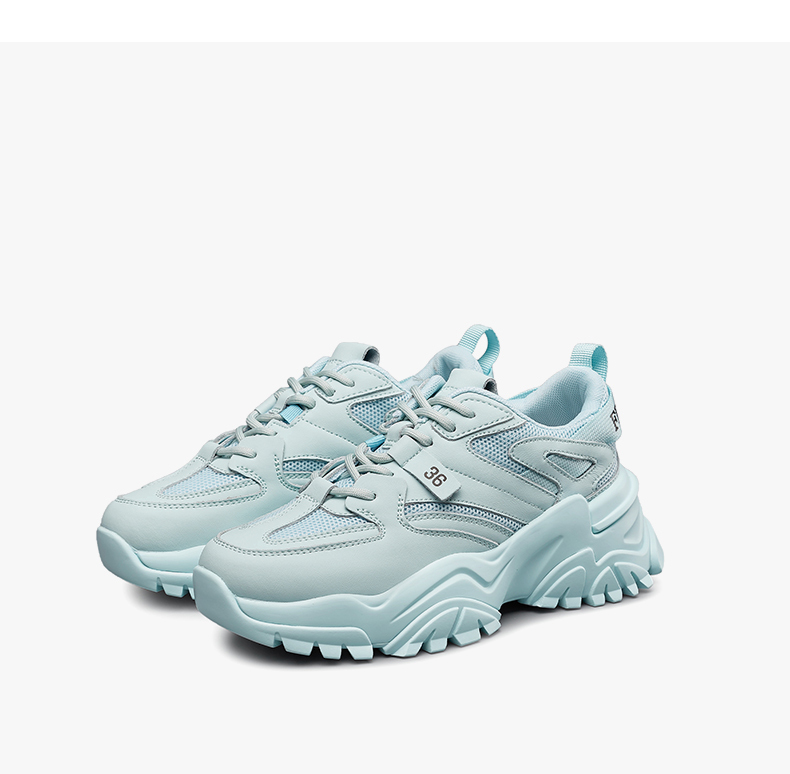 意尔康女鞋 老爹鞋女2021牛皮秋季新款厚底ins潮休闲鞋百搭运动慢跑鞋