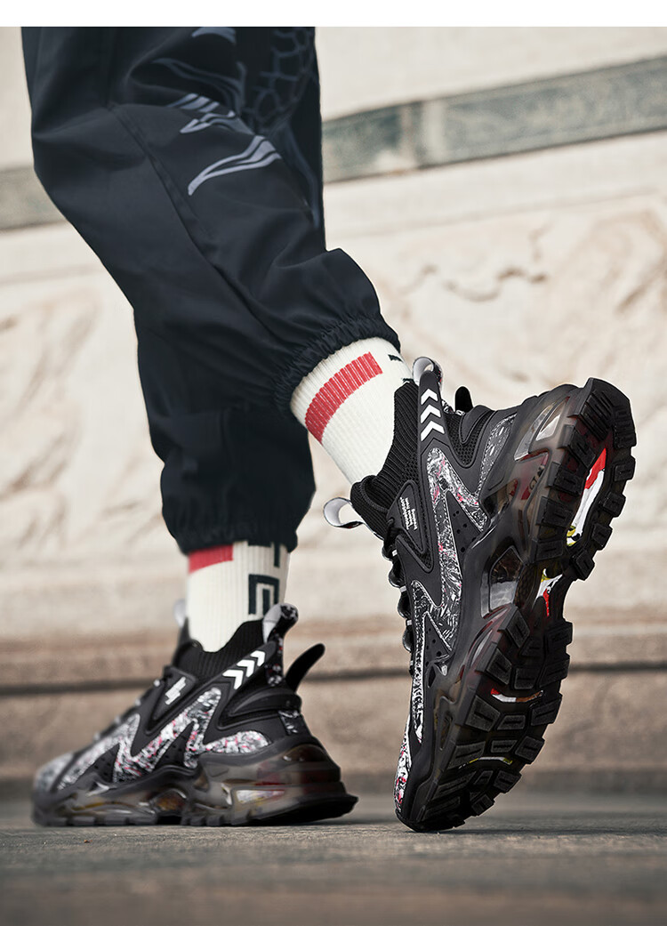 国潮篮球春季潮牌运动中帮白鞋中国风球鞋莆田高帮袜子潮鞋 国潮白aj