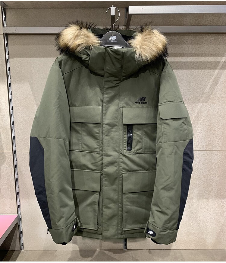 new balance/nb男女款羽绒服工装风运动毛领连帽保暖外套npa46021 np