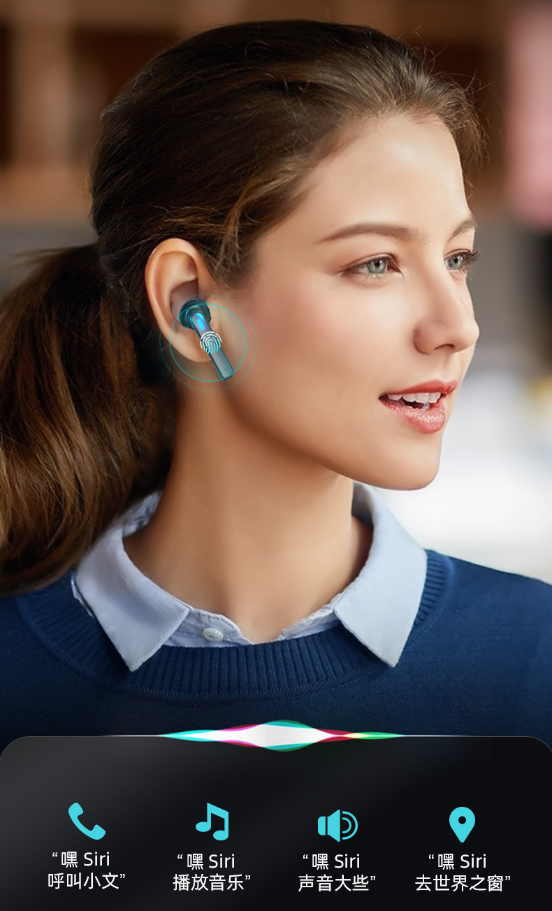 vbnm真无线蓝牙耳机双耳运动型入耳式适用于黑色华为nova7pronova8pro