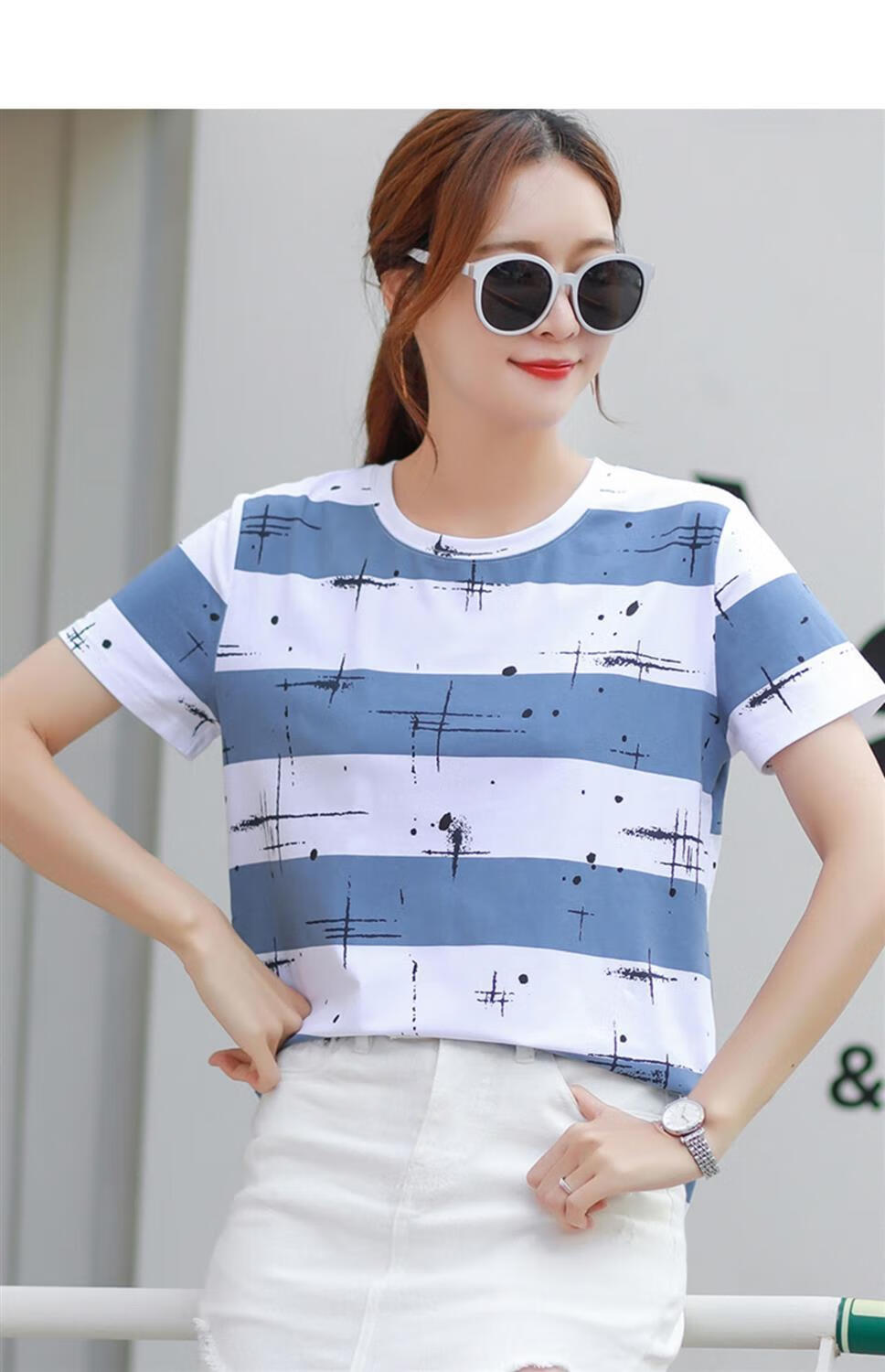 加肥加大码女装短袖t恤学生上衣胖mm遮肚打底衫半袖显瘦体恤sn1526