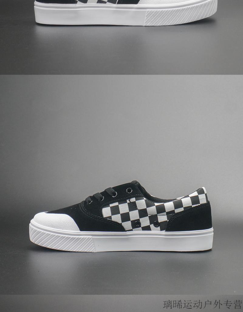 几朱可滑板鞋几朱可减震耐磨爆米花底翻毛皮滑板鞋男女棋盘格黑白新款