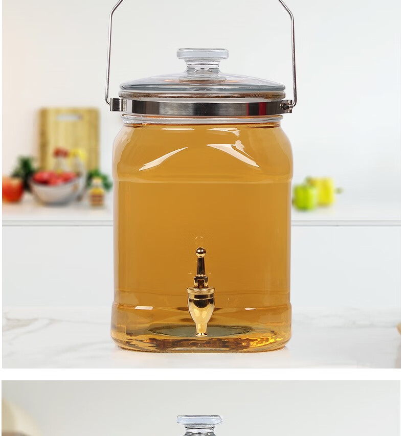 家用装花生油罐子储油罐厨房大号储油桶食用油10斤大容量带龙头玻璃油