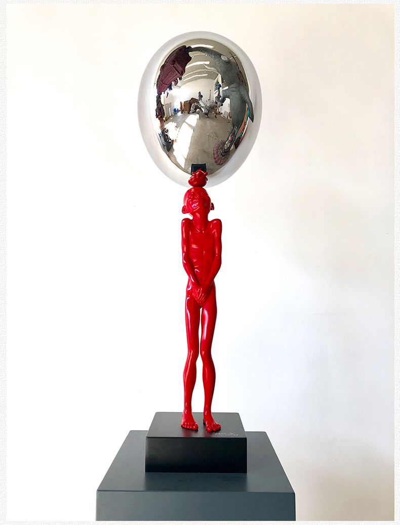 阿斯蒙迪陈文令限量版雕塑红色记忆小红人平衡之巅原创艺术画廊款收藏