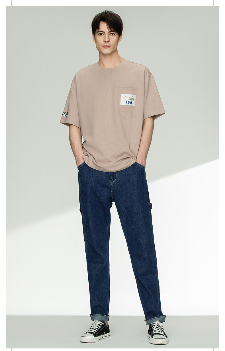 lee商场同款宽松卡朋特中蓝色男工装牛仔裤lmb1447543hh292中蓝洗水31