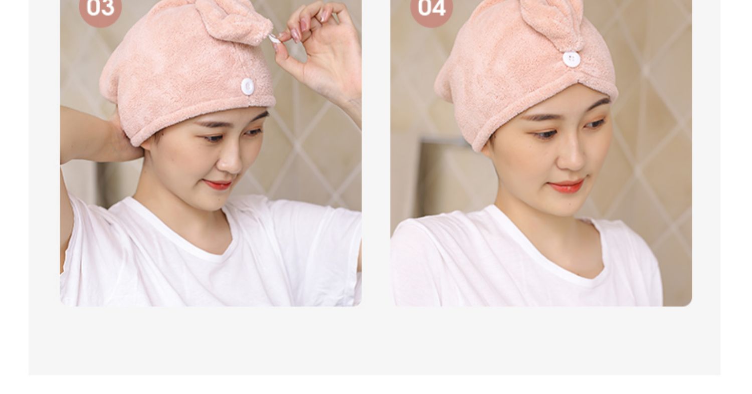 康乐屋擦手巾吸水干发帽速干女长发加厚儿童可爱洗头巾包头巾 竹炭