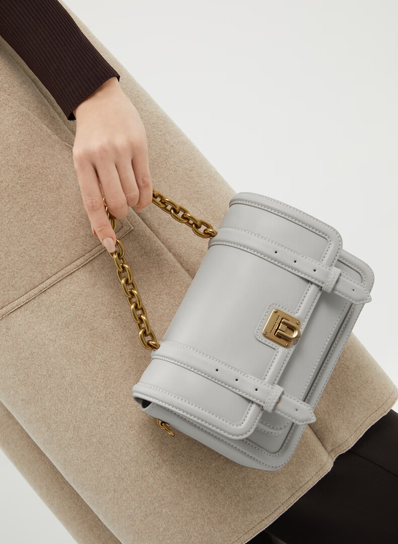 charles&keith复古风ck2-51220003女士咖啡手提包 dark oak深橡木色