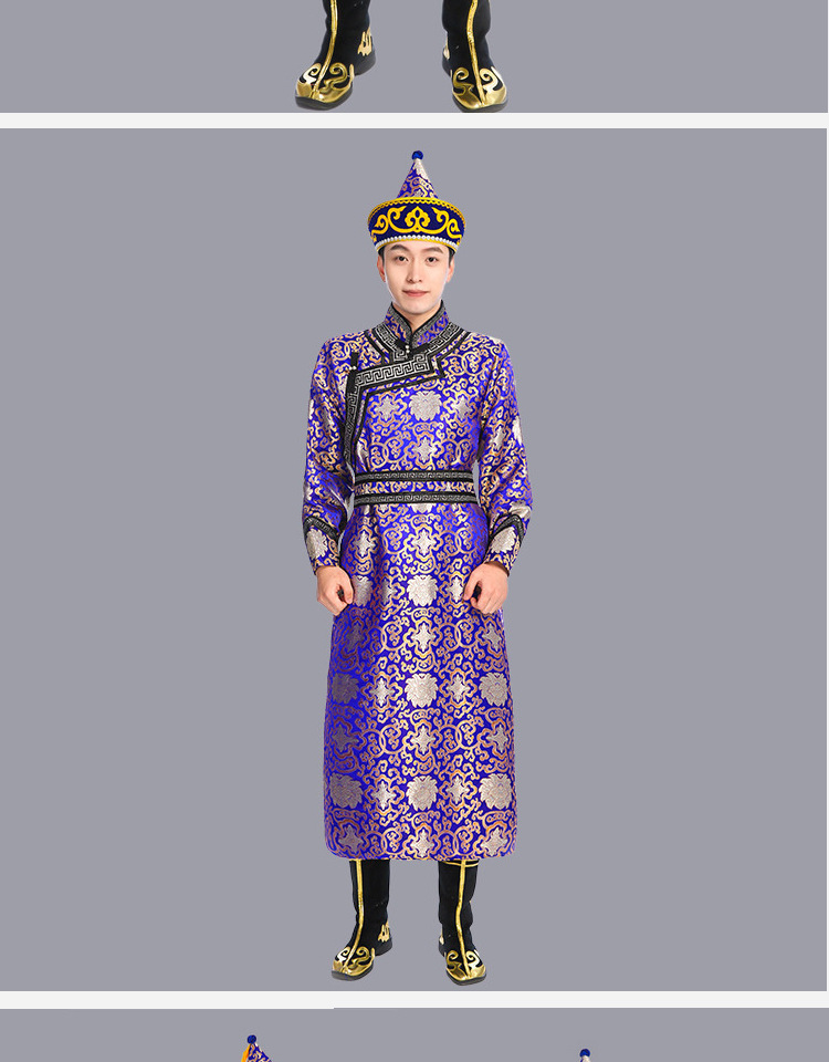 蒙古族服装男新款蒙古服装男士蒙古袍民族风蒙古素时尚蒙古袍生活装