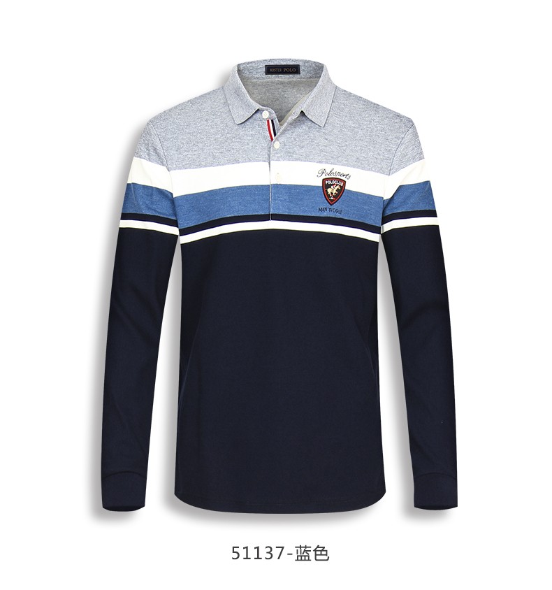 master polo男士polo衫长袖秋季男装商务休闲保罗t恤上衣男 绿色 l