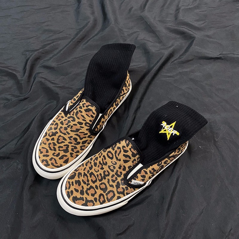 vans范斯女鞋 slip-on sf 一脚蹬豹纹 女款低帮帆布鞋休闲鞋 vn0a3mv