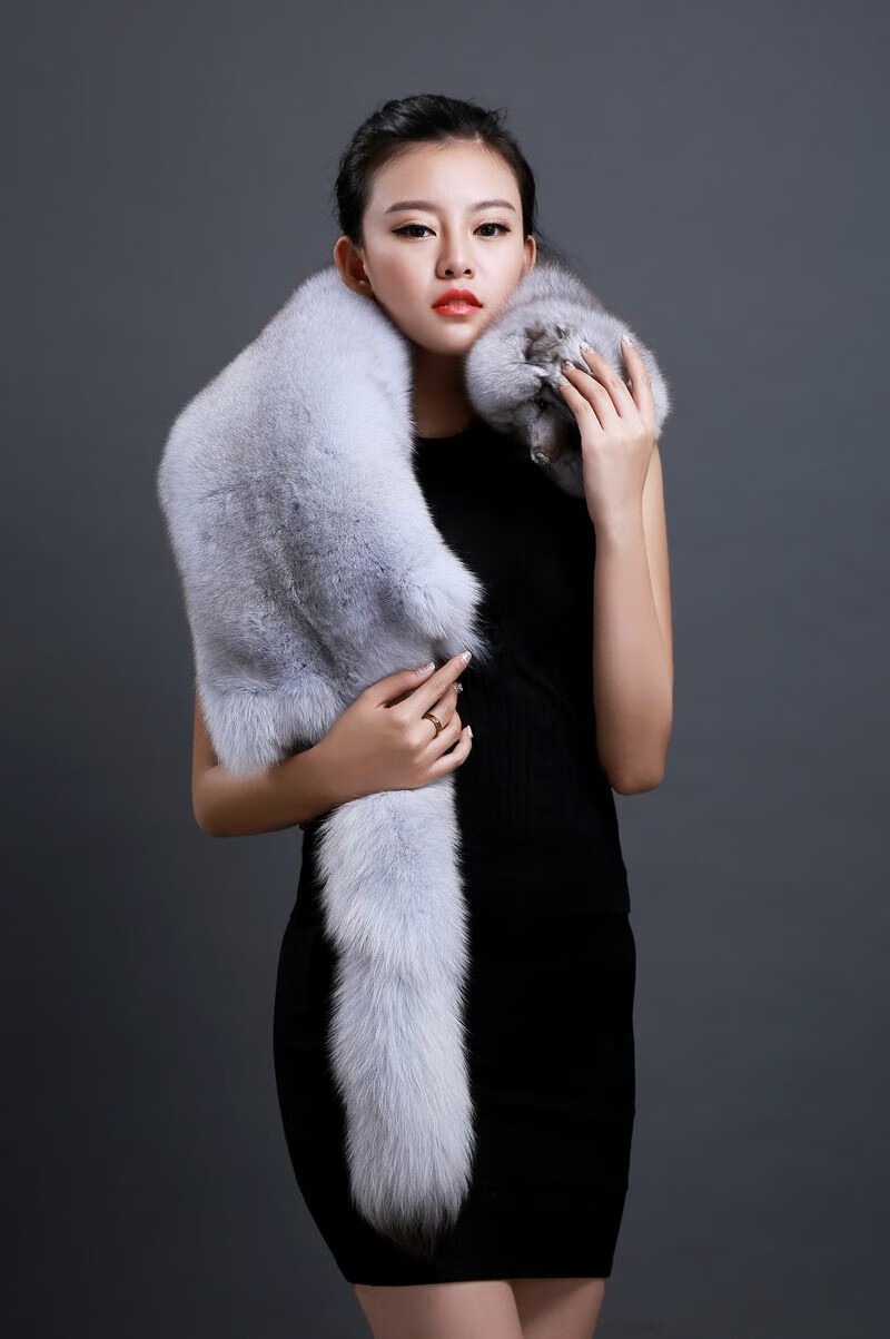 整只狐狸围脖围巾整张狐狸皮围脖高端狐狸真毛领子狐狸皮秋冬季男女