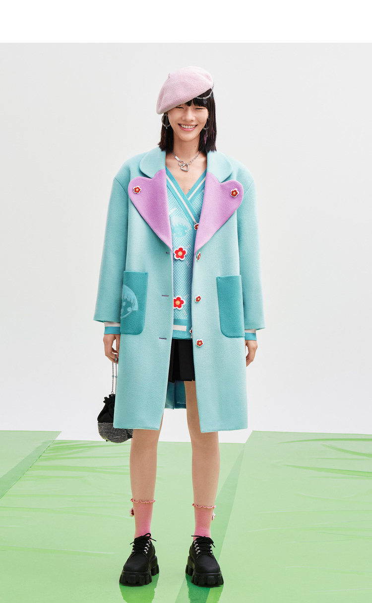 【商场同款】太平鸟2020冬季新款樱桃小丸子合作款毛开衫 红色 m【图