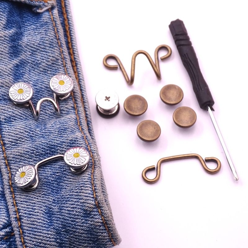 免钉免缝收腰纽扣可调节牛仔裤扣改大小裤腰扣子神器风纪扣 古铜 大号