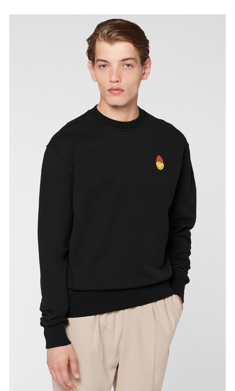 618预售amiparis男女同款春夏笑脸鸡蛋仔棉质休闲圆领卫衣055烟灰色m