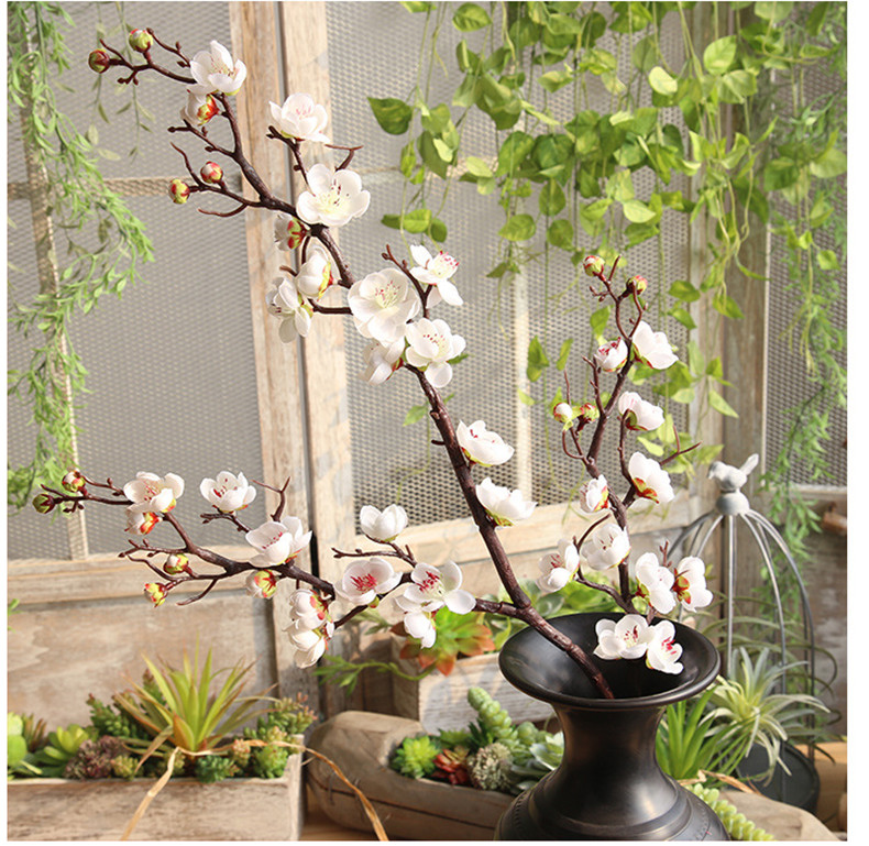 花艺赫 梅花仿真花腊梅假花中式家居装饰绢花禅意插花客厅摆件塑料花