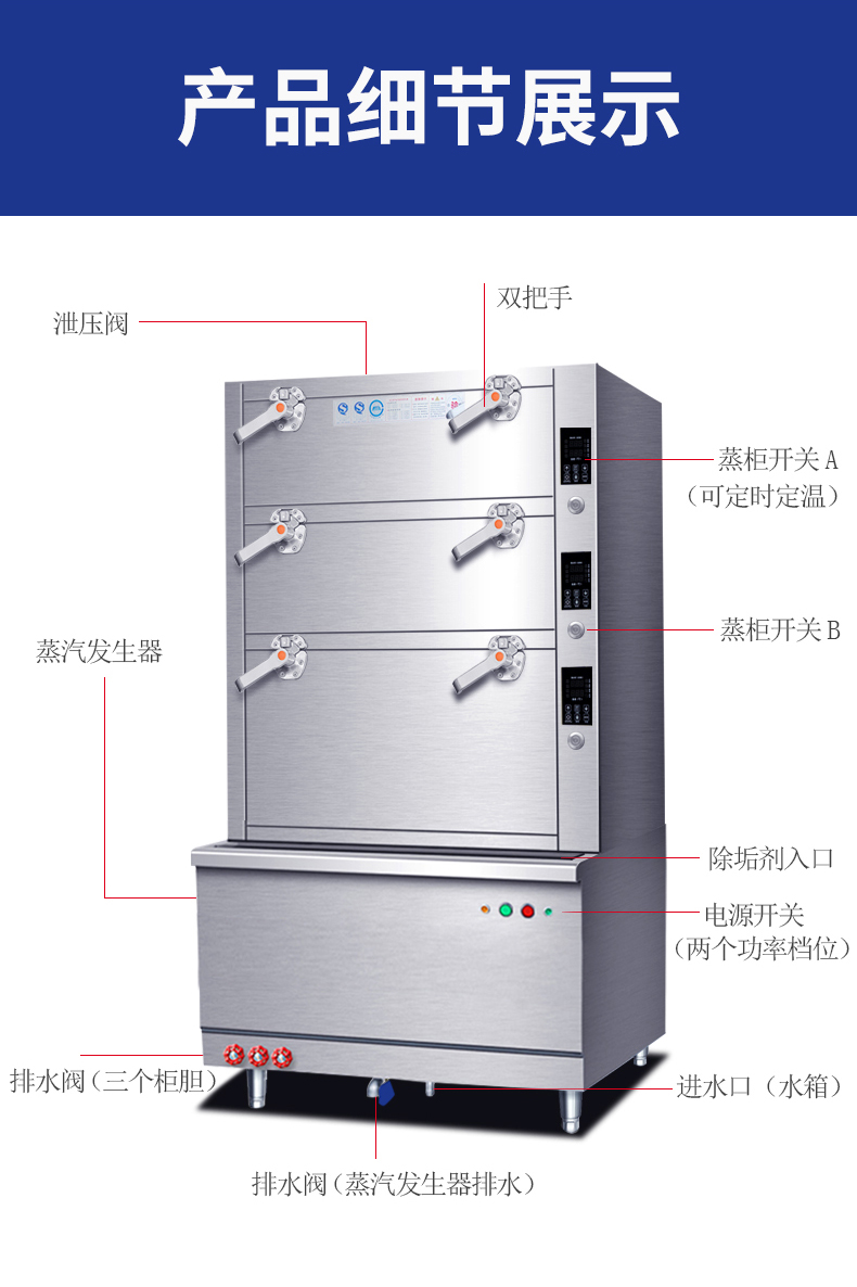 驰能chineng商用海鲜电磁蒸柜大型酒店餐厅食堂蒸菜蒸