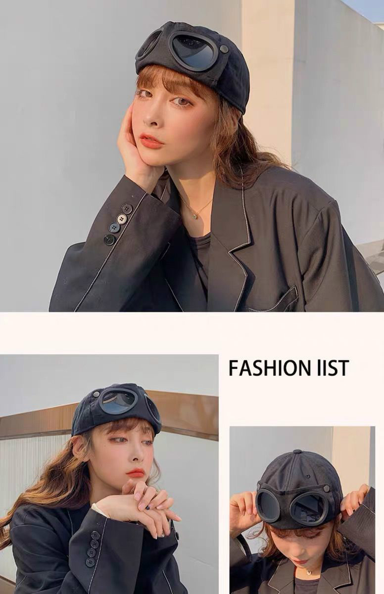 跋图飞行员戴眼镜鸭舌帽子男女韩版百搭学生街头ins嘻哈网红棒球帽潮a