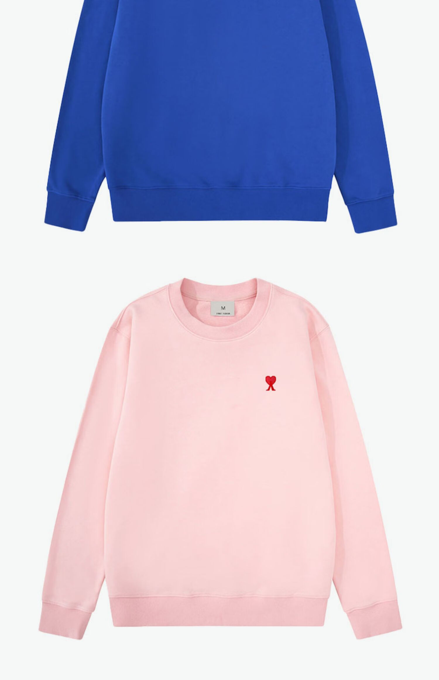 ami圆领女士卫衣2022新款春秋季设计感小众爱心无帽上衣沁王 粉色 s