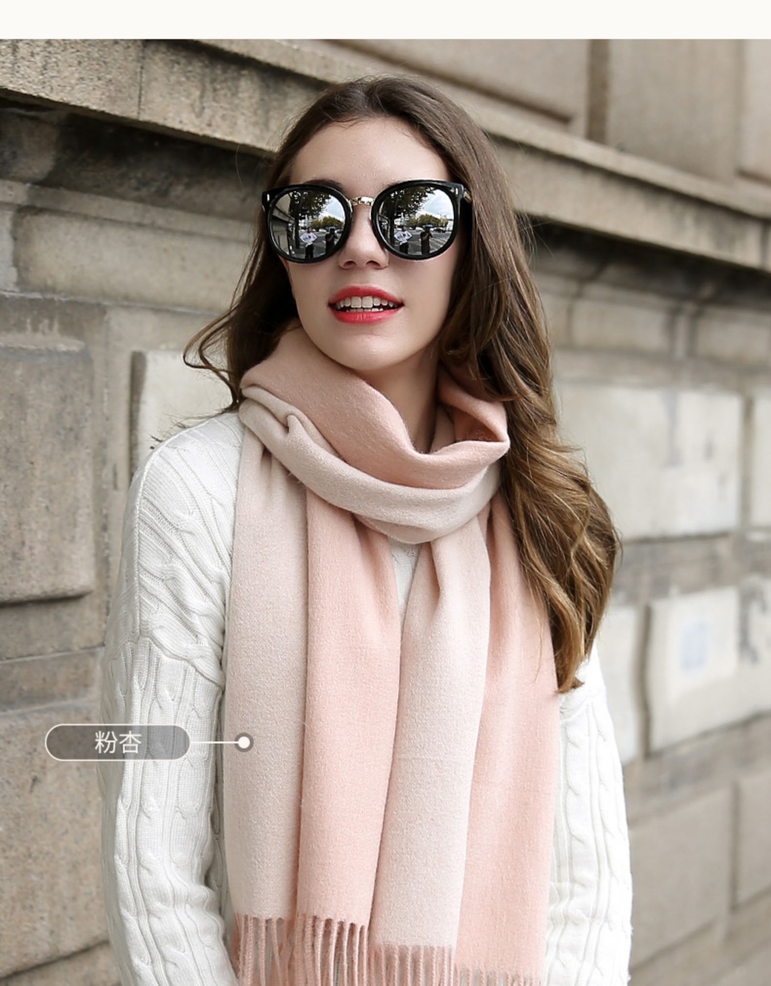 xiao轻奢品牌双面围巾女冬秋季保暖灰色加厚韩版高档羊绒围脖送礼妈妈