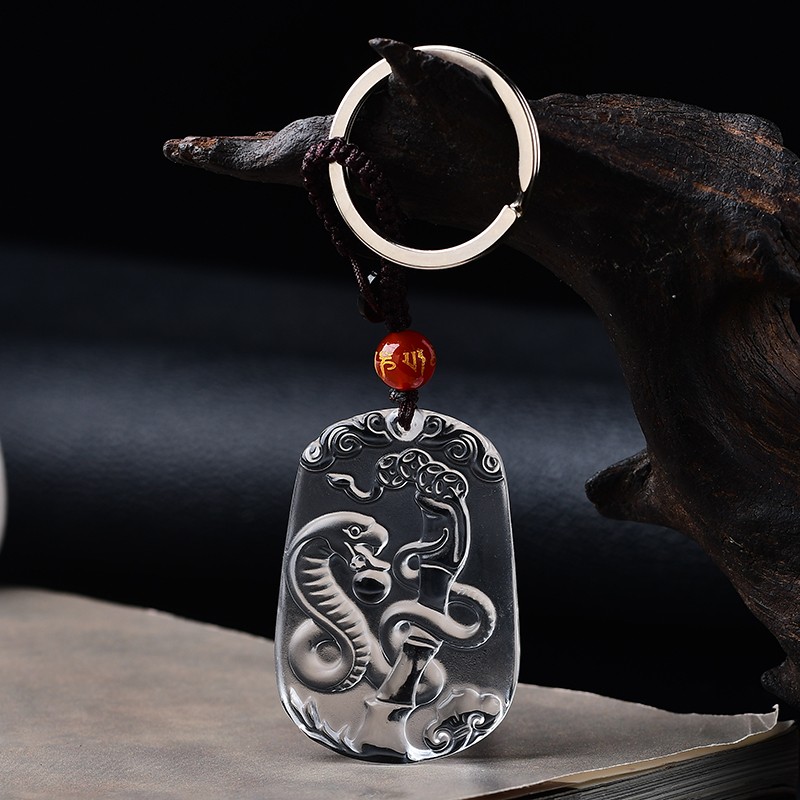 新款白水晶十二生肖吊坠12生肖虎本命年挂件吉祥物饰品男女项链生肖虎