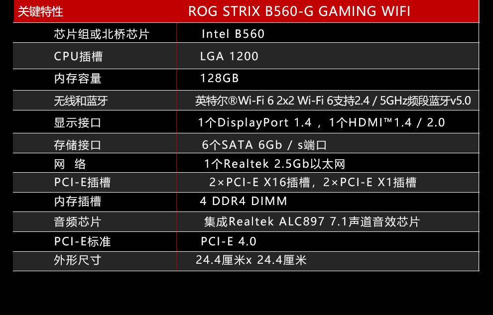 华硕b560m主板参数图片