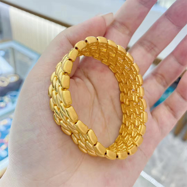 小腰金 黄金手表链足金999个性时尚款5g足金手镯链宽边新款亮面扁款