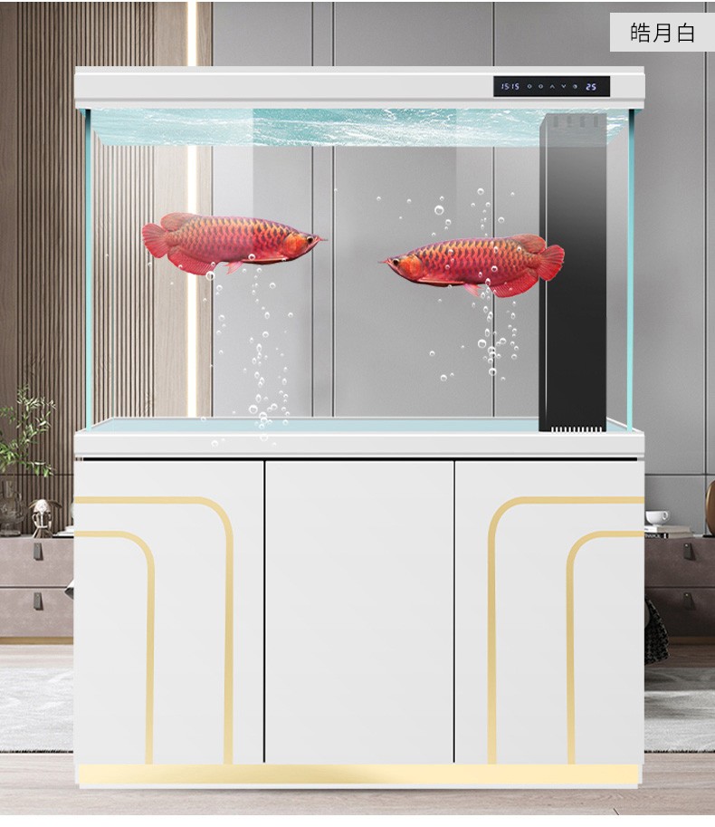汉霸超白玻璃鱼缸生态底滤大型家用智能懒人金鱼缸水族箱 曜石黑 屏风