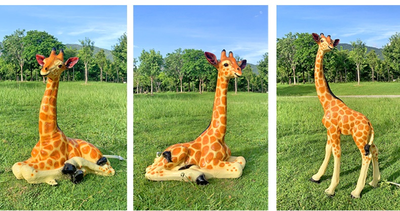 良泽玻璃钢动物雕塑仿真长颈鹿摆件户外大型园林微景观幼儿园小品装饰