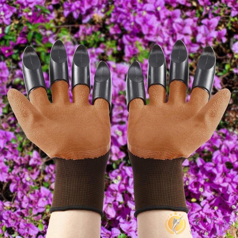 鹰爪手套双手带爪园林种花挖土手套防水劳保挖坑栽菜双爪防滑防护手套
