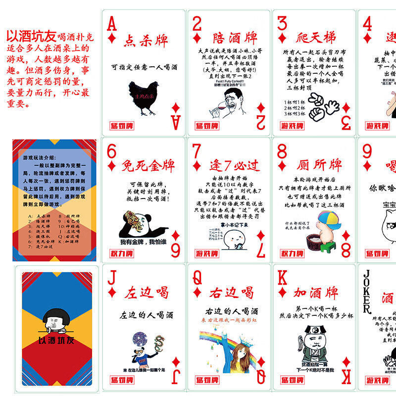 沧元喝酒惩罚纸牌以酒坑友表情包斗图搞怪聚会游戏斗地主金花扑克桌游