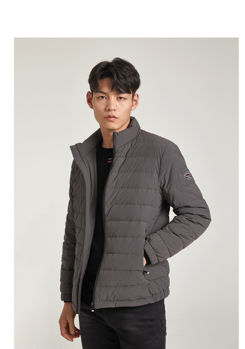 利郎轻薄羽绒服男短款立领2021冬季新款简约休闲白鸭绒羽绒服保暖外套