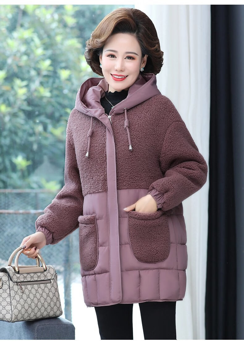 妈妈棉衣50岁左右女士中长款加绒加厚冬装中老年女新款棉服外套时尚
