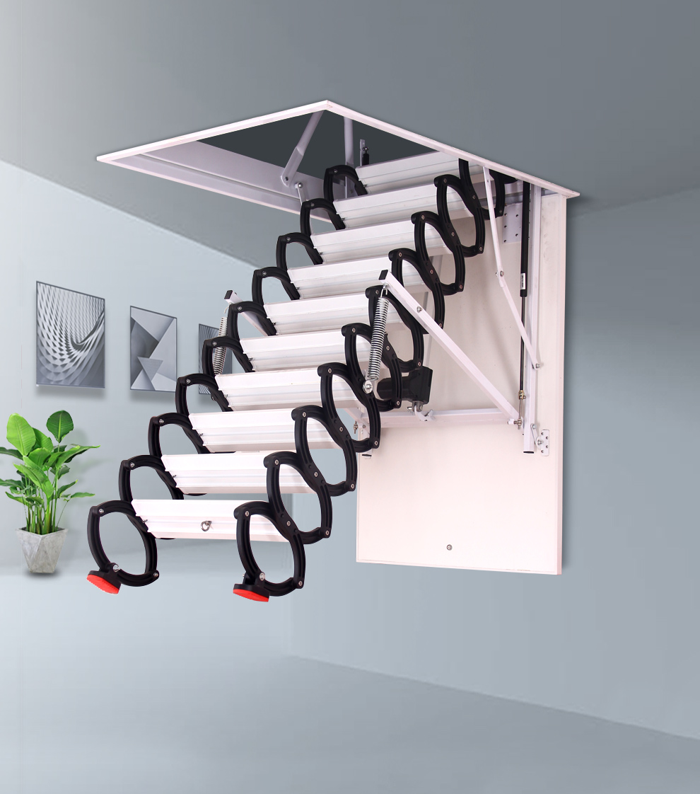 全木森梯子加厚阁楼伸缩楼梯折叠升降楼梯家用复式别墅室内收缩拉伸