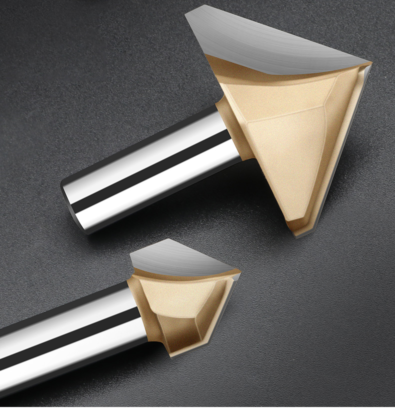 90度v型刀木工铣刀修边机铣刀头铝塑板开槽集成墙面折边圆底亿程 1/4*