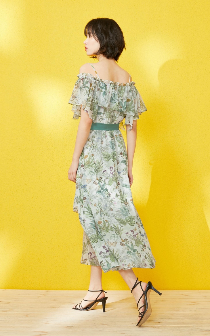 女装 连衣裙 only only2020夏季新款时尚仙女不规则吊带雪纺连衣裙女