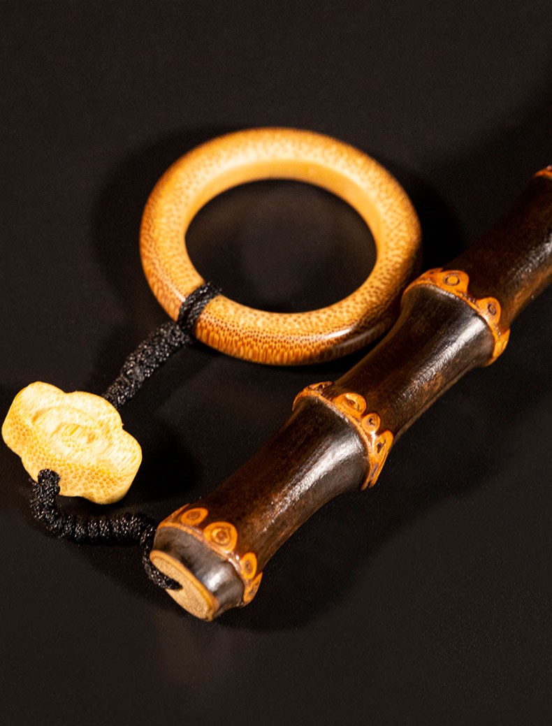 紫竹家教鞭天然实心竹手把件玉竹教鞭手工竹鞭教棍戒尺竹子直径约10cm