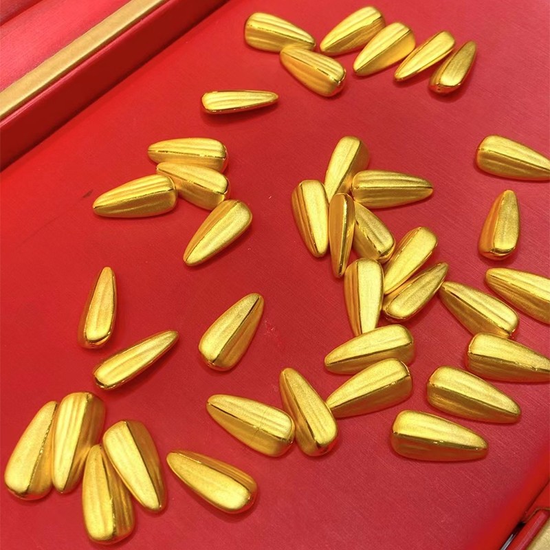 微奢妙珠 黄金瓜子财富种子金瓜子创意礼物足金999攒金豆投资收藏攒钱