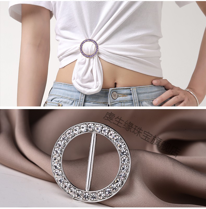 衣角打结扣夏季韩版t恤扣环女衣服下摆创意装饰夹百搭两用丝巾扣桃心