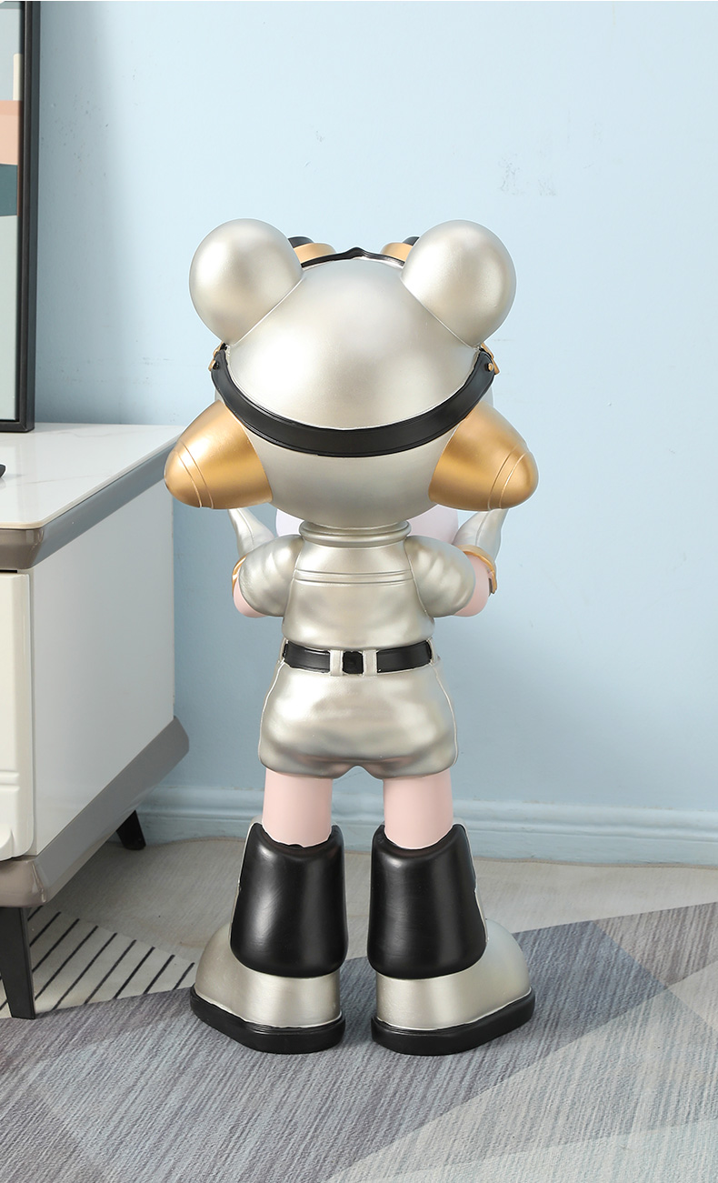 冰石美 创意星际暴力熊落地摆件发光太空宇航员沙发电视柜旁客厅轻奢