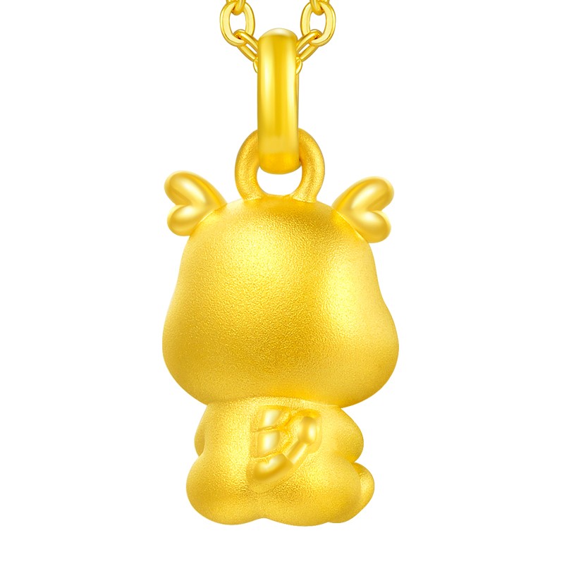 老凤凰 黄金龙吊坠足金生肖龙小金龙项链挂坠男女款属相龙金坠子3d硬