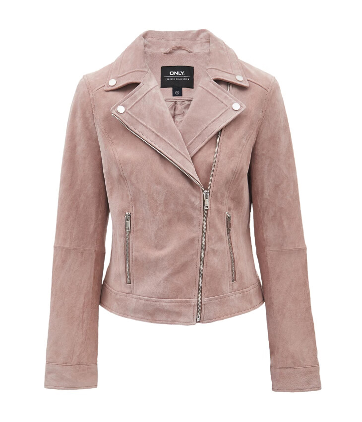 only2021秋季新款纯色翻领绒面修身短款皮衣外套女121310001 h1z 黑色