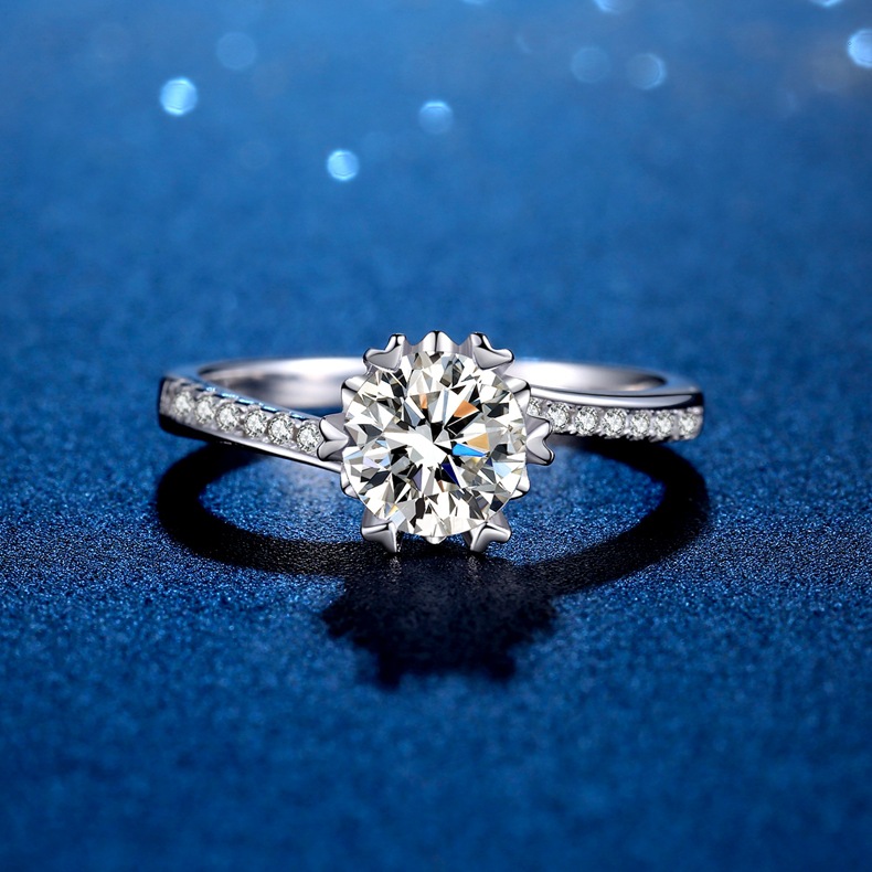 莫桑石戒指dr雪花款一克拉求婚结婚订婚钻戒送老婆闺蜜女友生日结婚