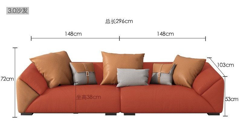 帝佳森 沙发 意式简约真皮沙发客厅大小户型直排沙发 单人位1.