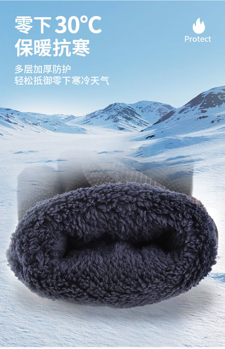 森用 冬季保暖手套男加厚加绒摩托车电动车骑行防寒防风防水女户外滑雪棉手套 黑绿骑行保暖