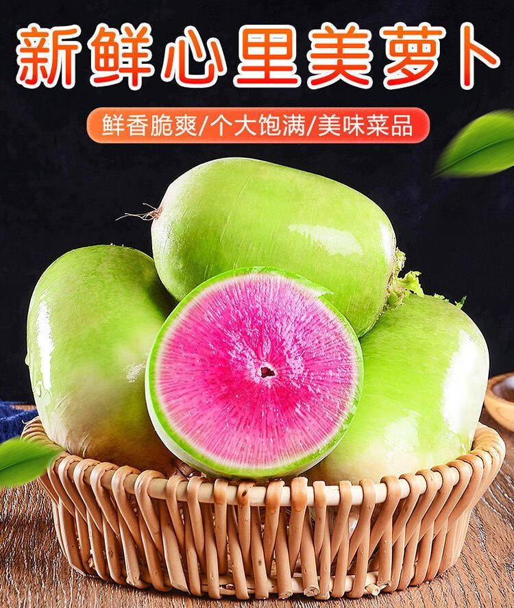 山东特产心里美萝卜绿皮红心萝卜满堂红批发水果萝卜生吃泡菜雕刻【15