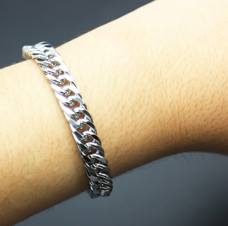 金典不褪色钛钢不锈钢磨平抛光手链男士手链女士手链学生手链 宽 5.